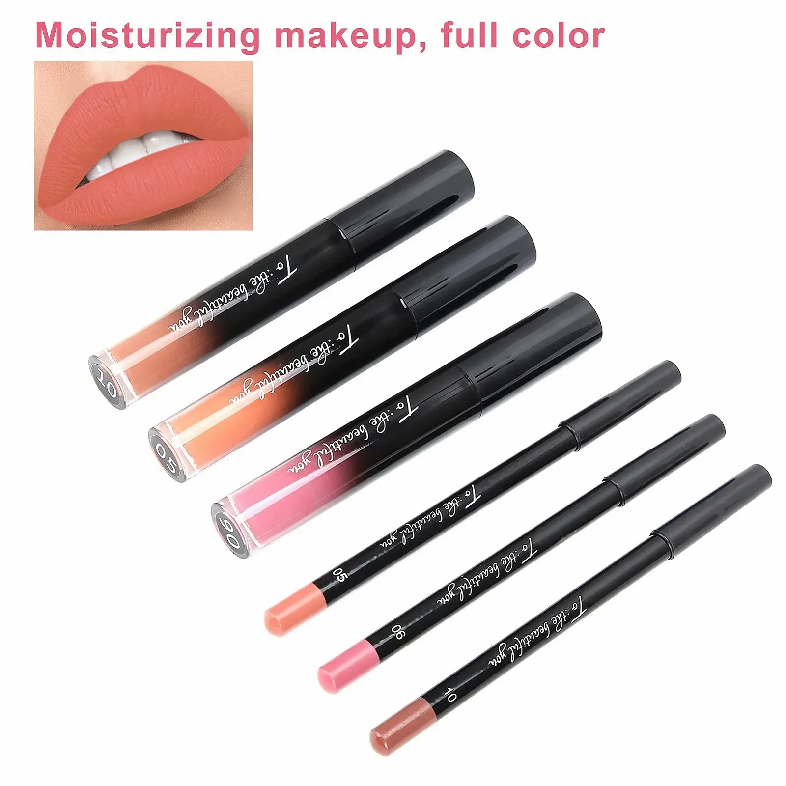 Набір блисків для губ та олівців для губ 6 шт, фото №3