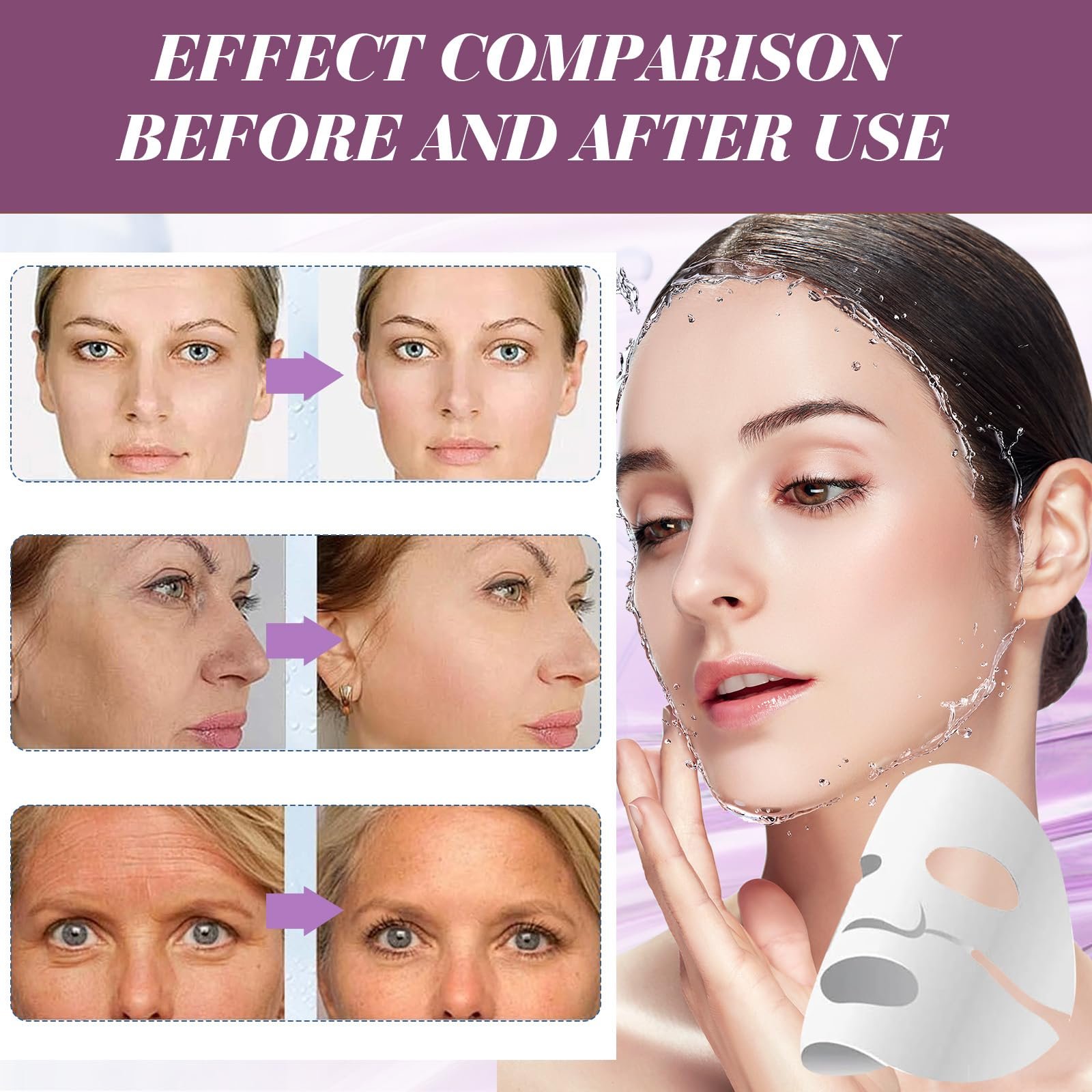 Маска для обличчя колагенова в таблетках, Зменшує дрібні зморшки, Зволожує та глибоко живить, 8 шт, фото №5