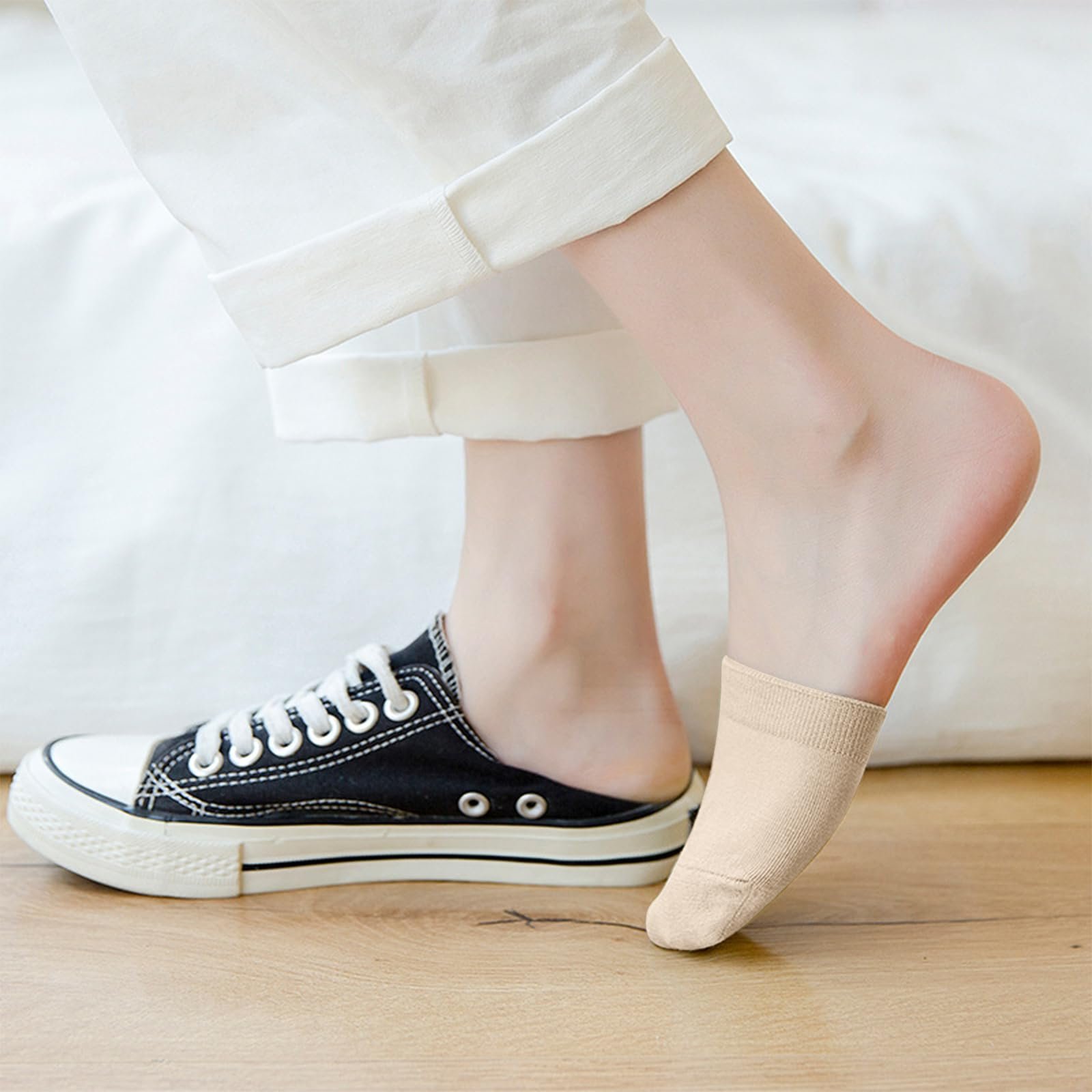 Носки с пальцами ZOCONE, 4 пары, женские, до щиколотки, дышащие, полуноски с нескользящими силиконовыми точками, невидимые носки с пальцами, женские хлопковые носки для высоких каблуков и балета, фото №7