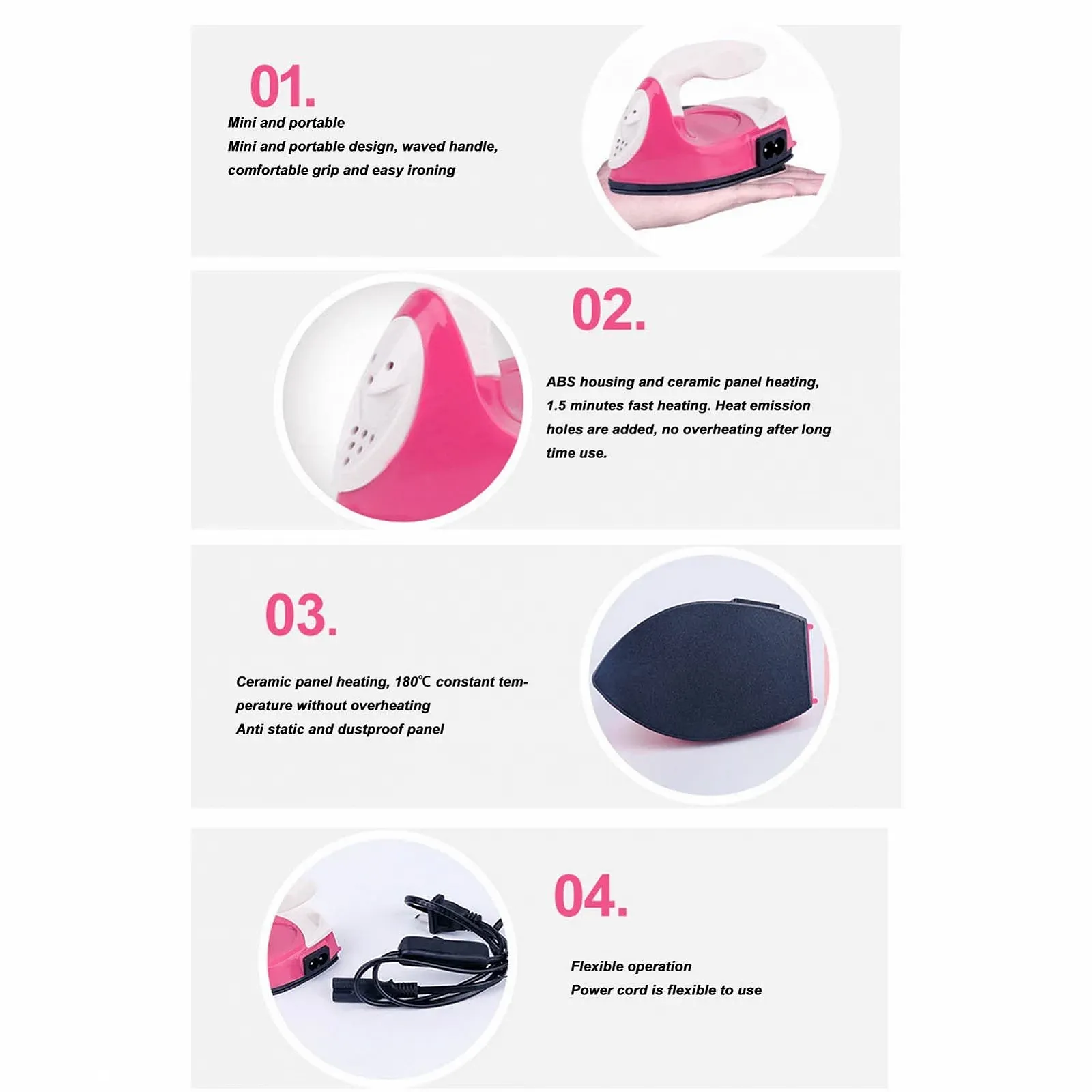 Мікро-праска парова Micro Steam Iron 15 W портативна, фото №6