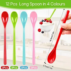 Ложки пластиковые длинные цветные 185 см, упаковка 12 штук synthetic.ua - Фото 1