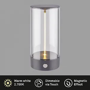 Настольная лампа BRILONER светодиодная аккумуляторная сенсорная 7 x 14.5 см антрацит synthetic.ua - Фото 1