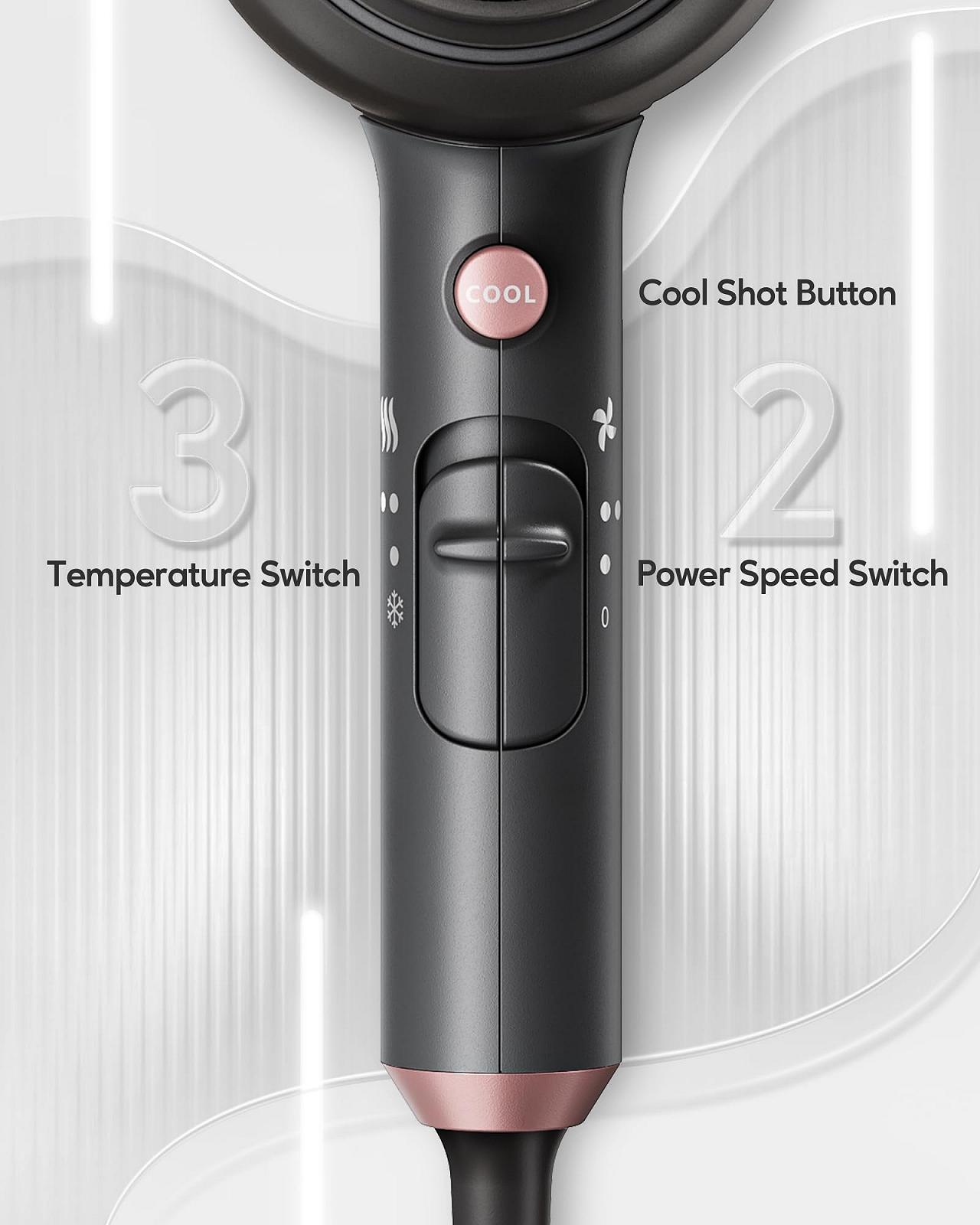 Фен Professional Wavytalk 2200 Вт с диффузором и концентратором, 3 температуры, 2 скорости, серый, фото №4