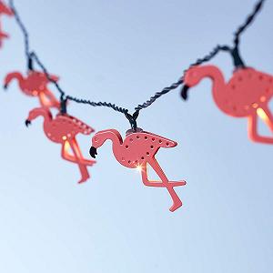 Гирлянда Lights4fun Светодиодная Фламинго 10 LED Металл Питание от батареек - Фото 1