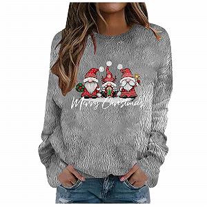 Рождественский джемпер Женский рождественский джемпер Элегантный вязаный джемпер Рождественская вечеринка Длинный рукав Рождественский принт Пуловер Свитшот Смешной рождественский костюм Рождественское платье Свитер - Фото 1