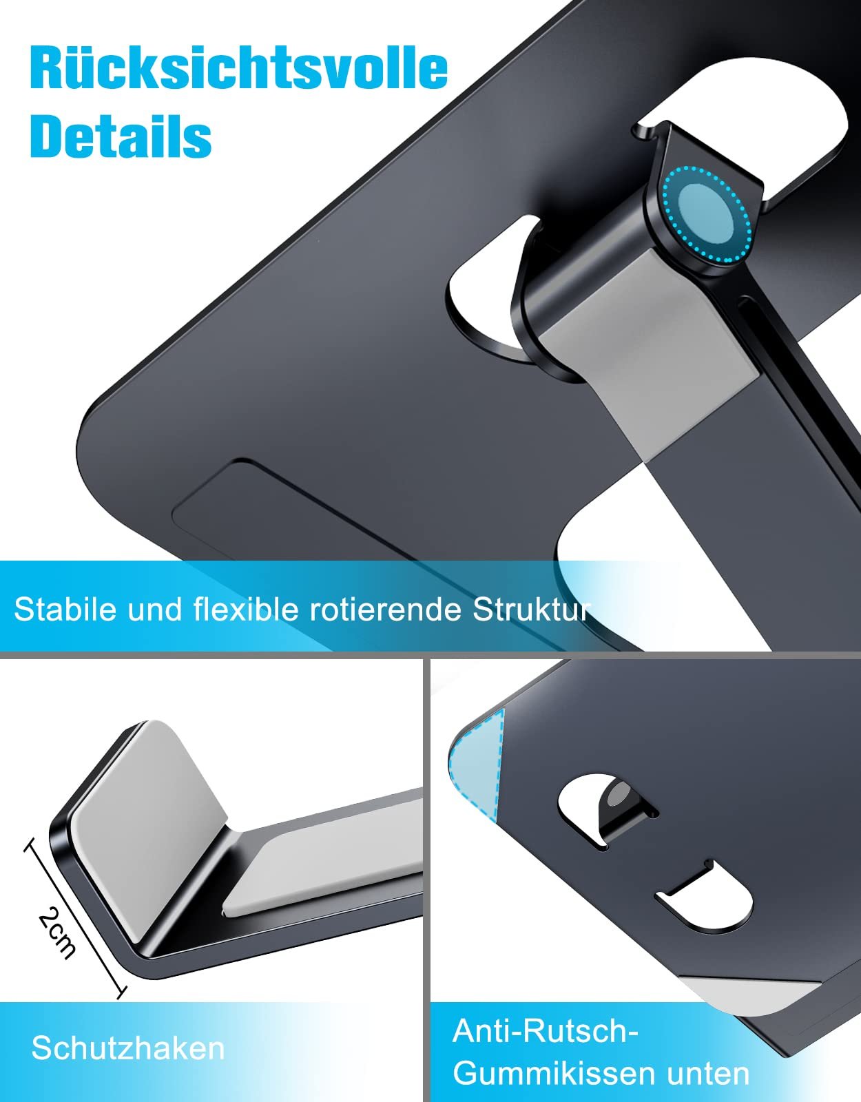 Підставка для ноутбука Babacom, регульована по висоті, складана, з алюмінієвого сплаву, ергономічна, вентильована, сумісна з MacBook Air, Pro, усіма ноутбуками 10-16 дюймів, Чорний, фото №6 Підставка для ноутбука Babacom, регульована по висоті, складана, з алюмінієвого сплаву, ергономічна, вентильована, сумісна з MacBook Air, Pro, усіма ноутбуками 10-16 дюймів, Чорний, фото №6