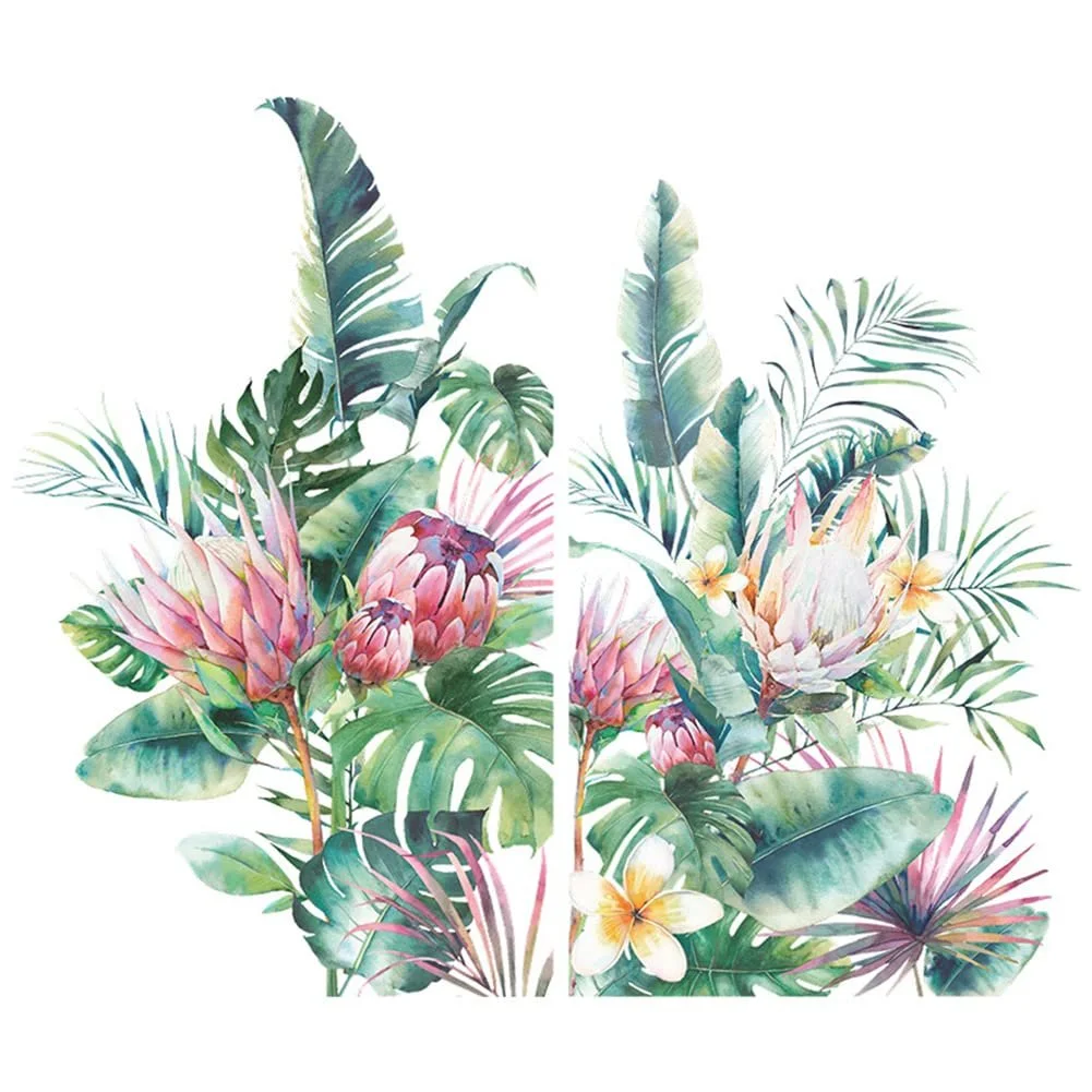 Наклейки на стіну Тропічне листя та квіти Набір із 2 шт. 30x90 см, фото №9