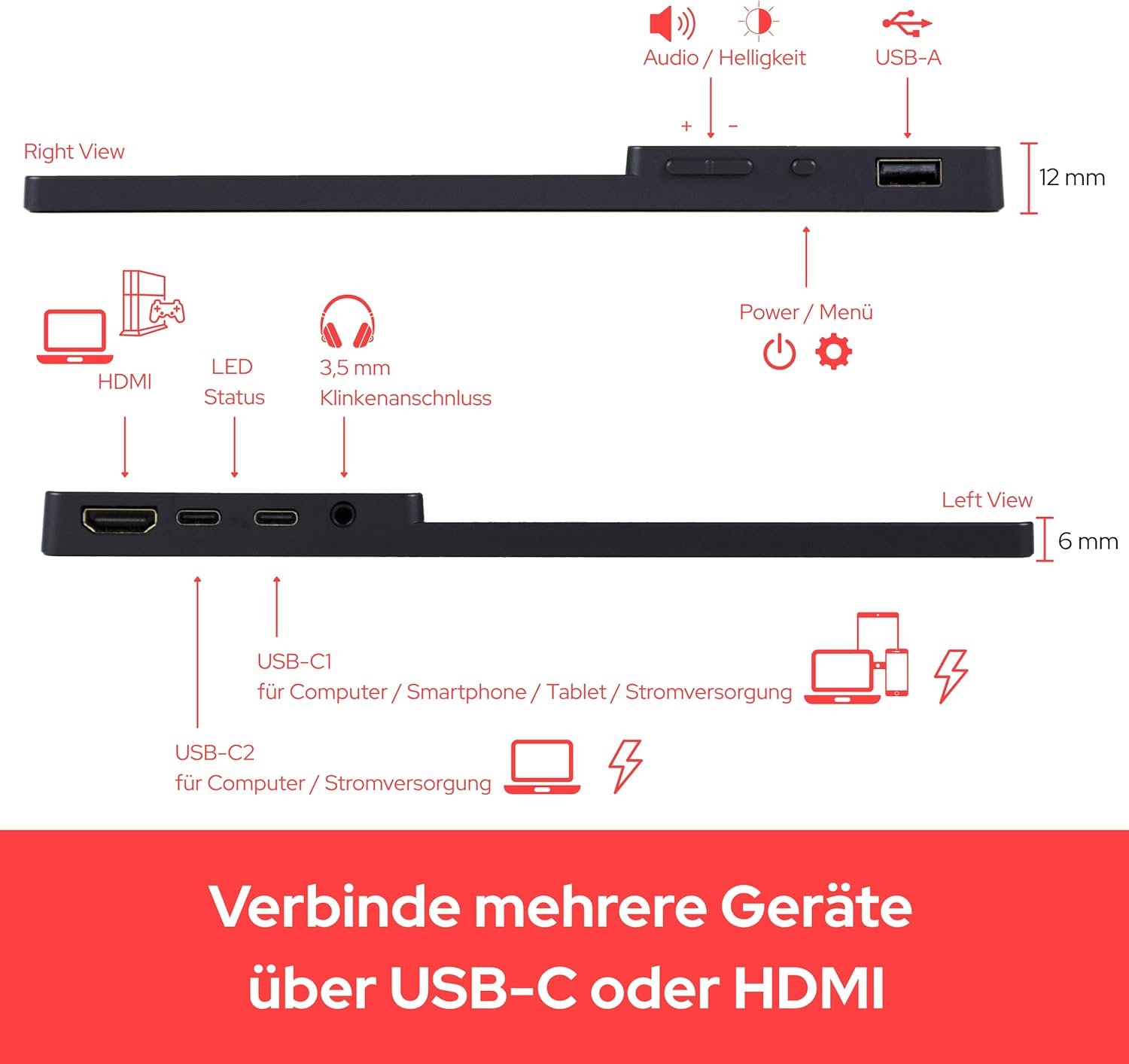 Монитор портативный сенсорный 14" Verbatim PM-14 Full HD IPS 60 Гц, фото №3