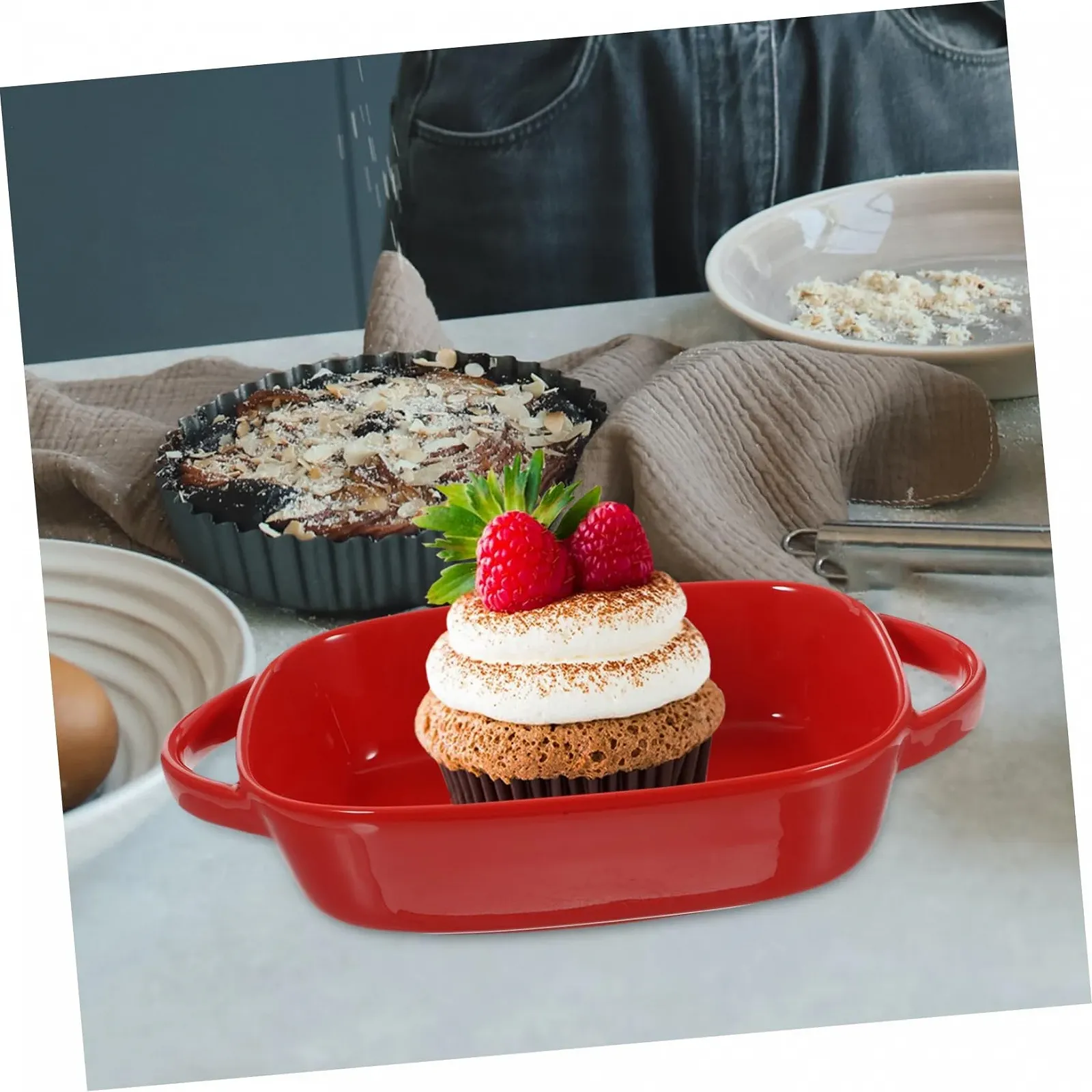 Форма для випікання керамічна з ручкою для лазаньї та пирогів жаростійка, фото №9