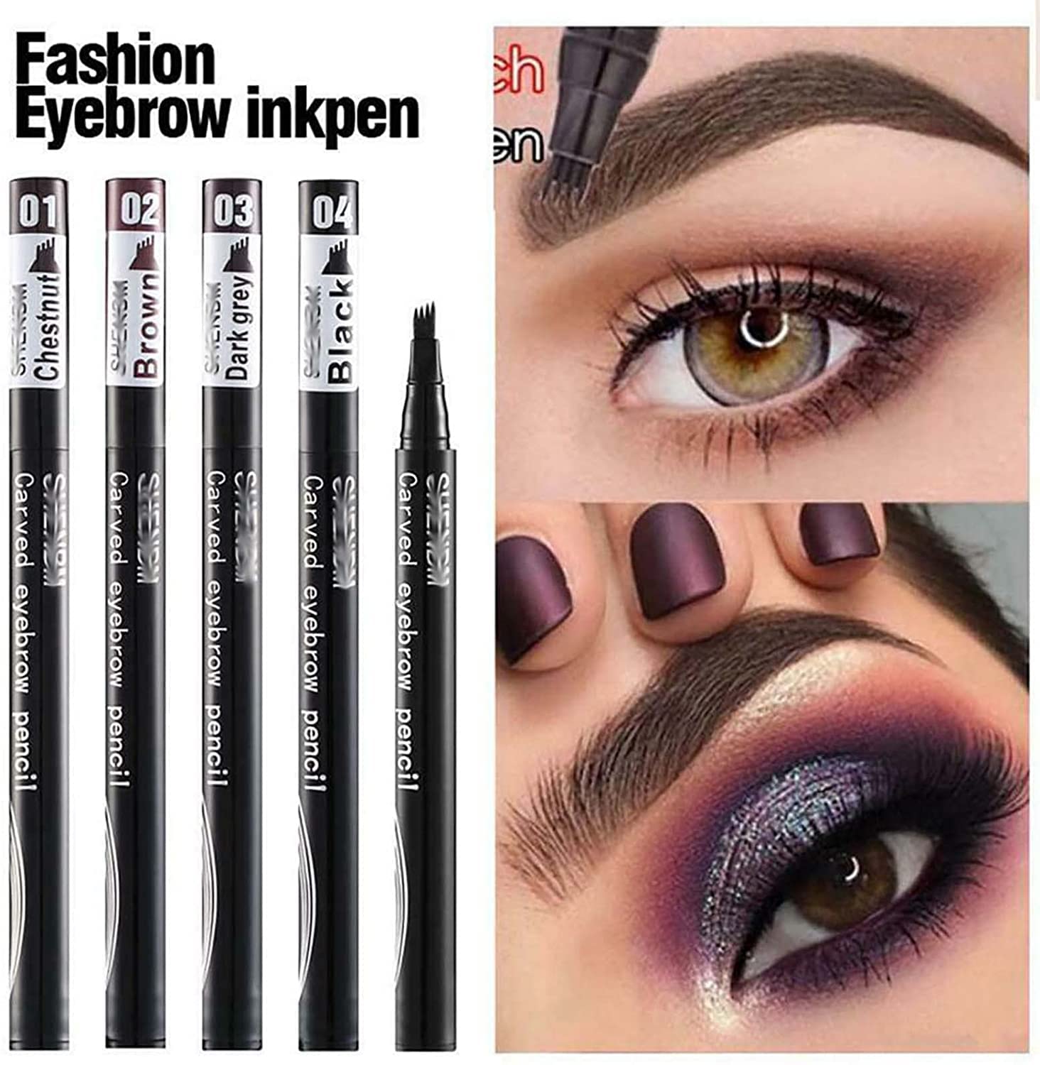 Олівець для брів Tattoo 4 Fork Waterproof Ink Pen Dark Grey, фото №7
