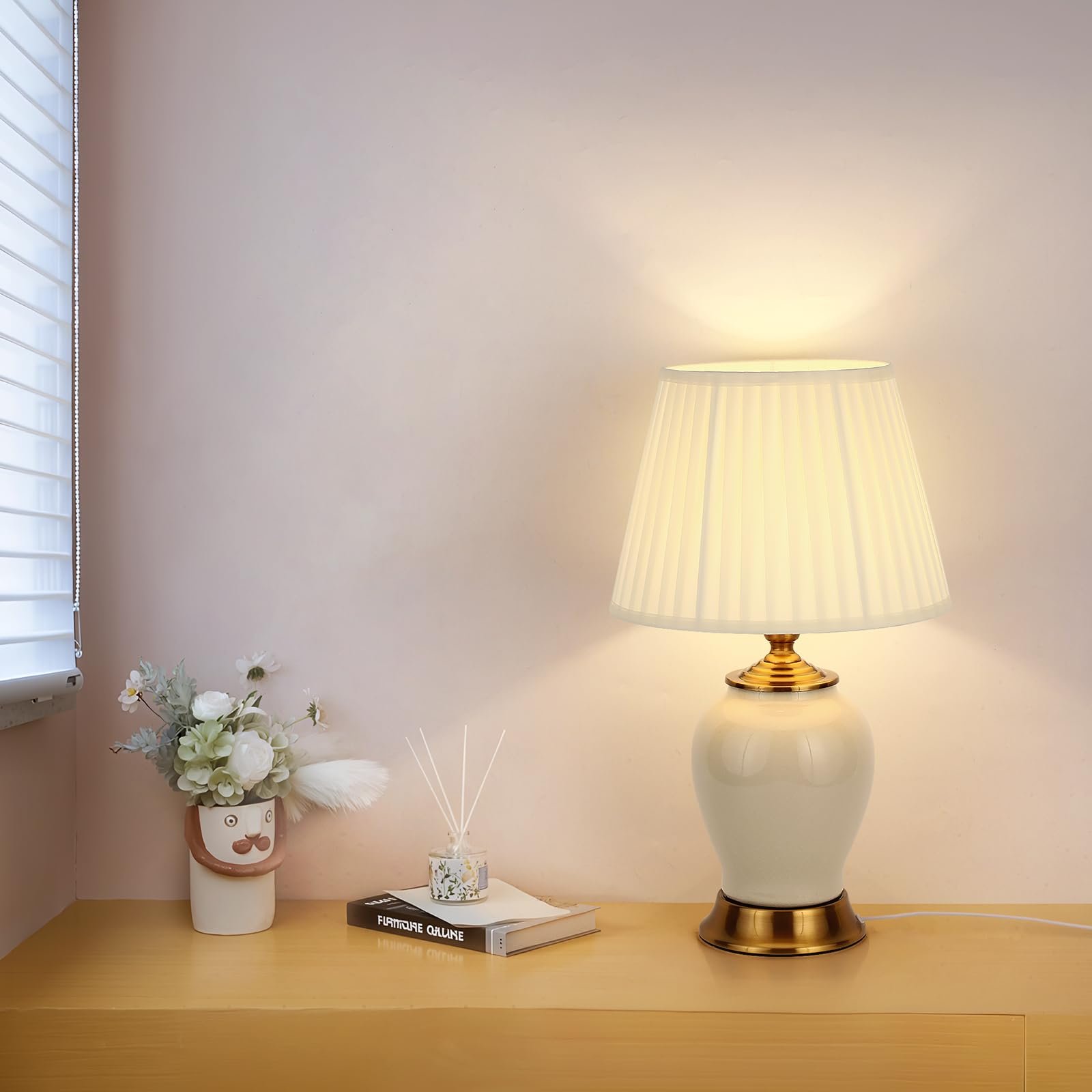 Настольная лампа Керамическая E27 Modern 30 Вт 53 см Белый, фото №2