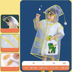 Детский дождевик для девочек и мальчиков, длинный, однотонный с капюшоном, легкий плащ для походов, верхняя одежда для семейных путешествий, походов и фестивалей synthetic.ua - Фото 1