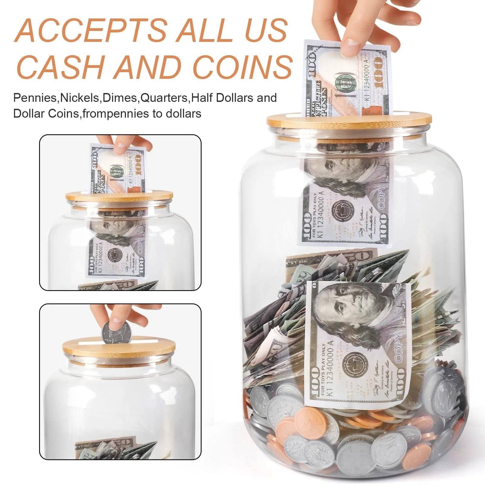 Скарбничка-свиня велика пластикова прозора PET, фото №3