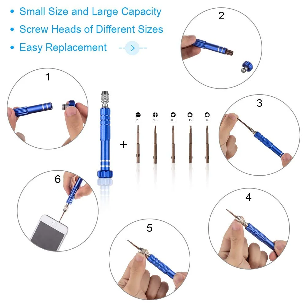 Набор отверток Tiiduo 17 в 1 Precision Professional Magnetic Small для ремонта очков, фото №3