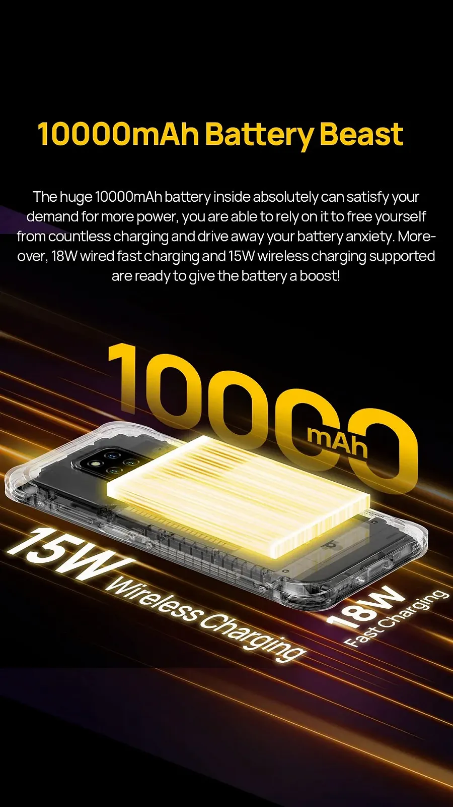 Смартфон Ulefone Power Armor 14 4GB 64GB 10000 мАг Чорний, фото №3 Смартфон Ulefone Power Armor 14 4GB 64GB 10000 мАг Чорний, фото №3