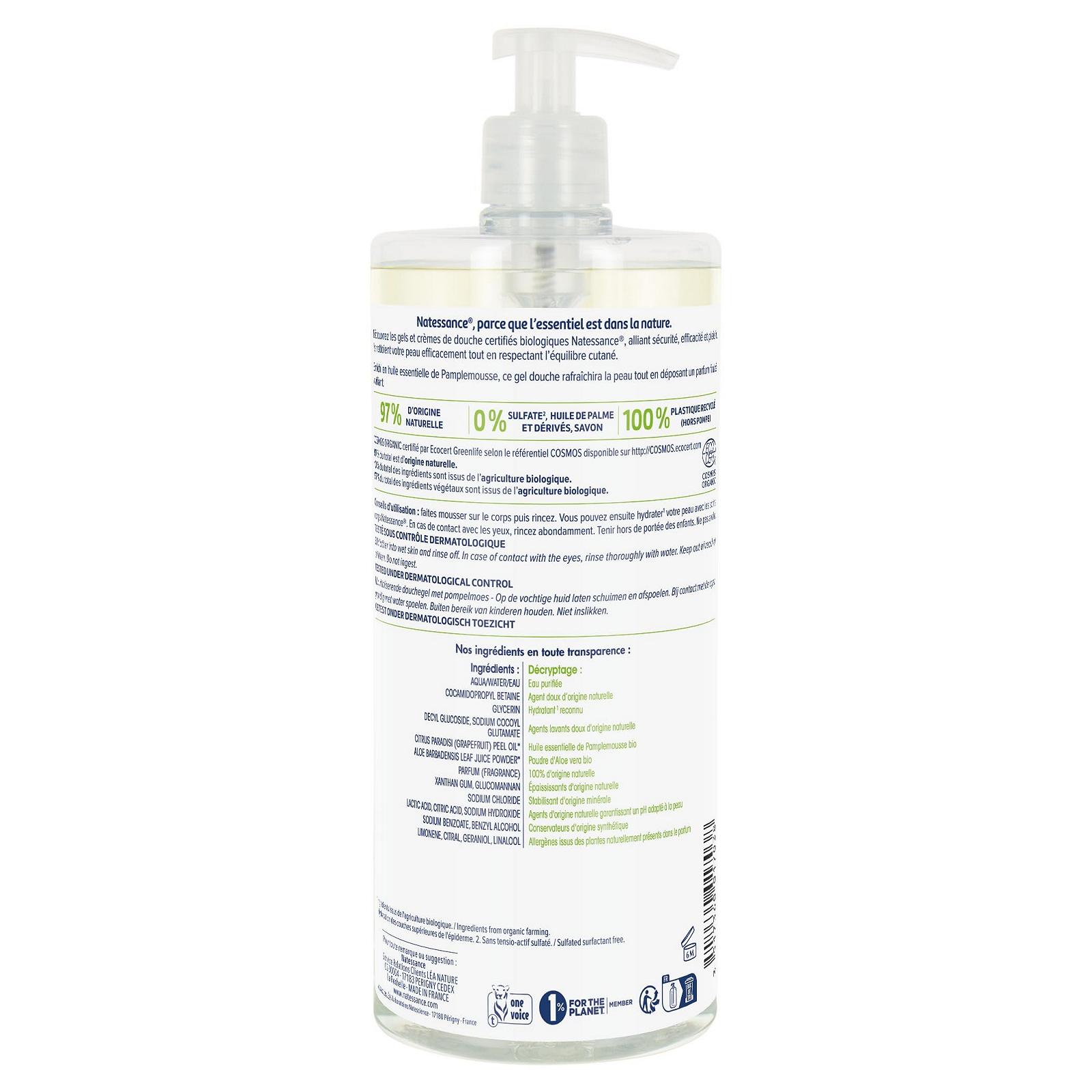 Гель для душа Natessance Invigorating Grapefruit 1 л, фото №2