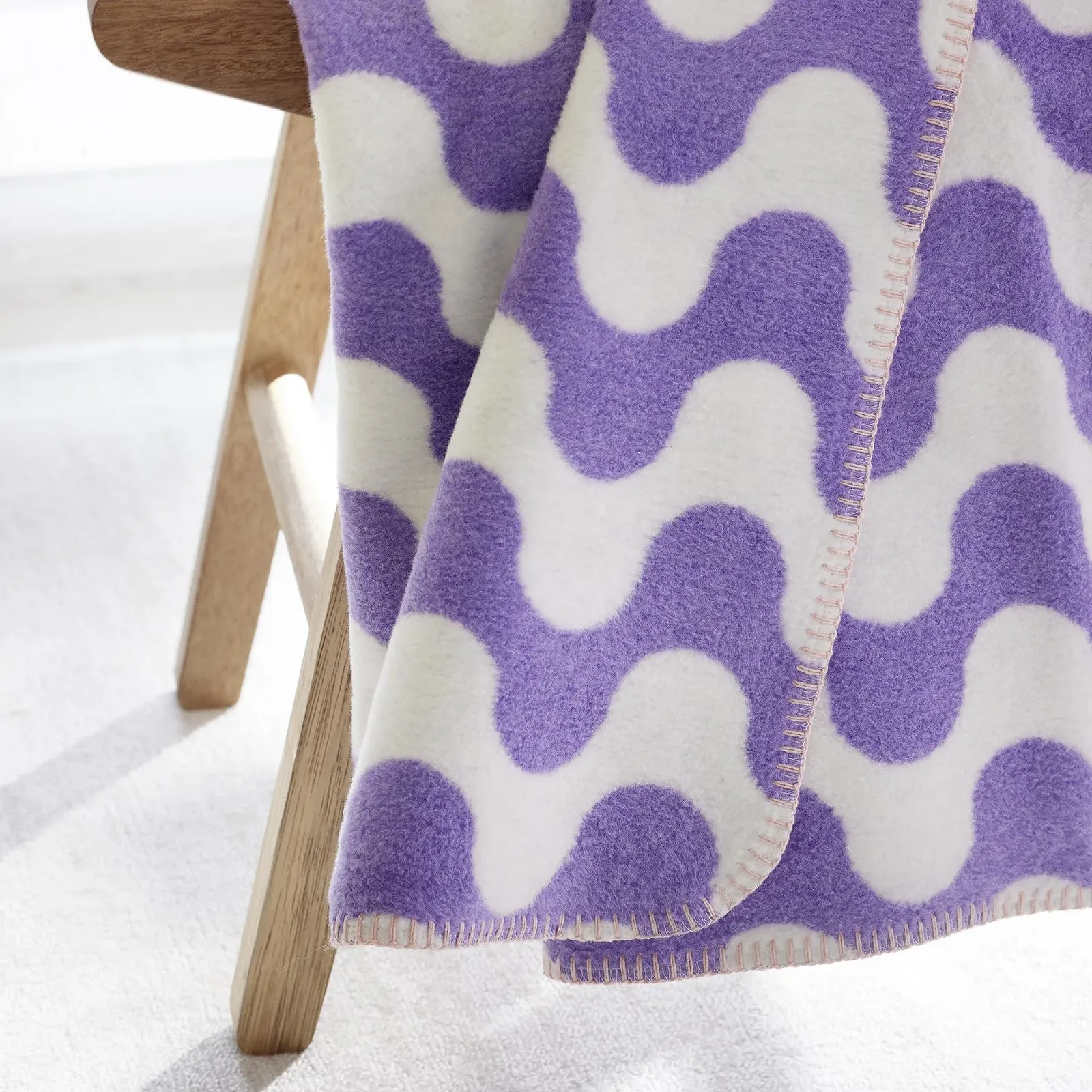 Плед Ibena Хлопковая смесь 150 x 200 см Фиолетовый Белый с волновым узором, фото №3