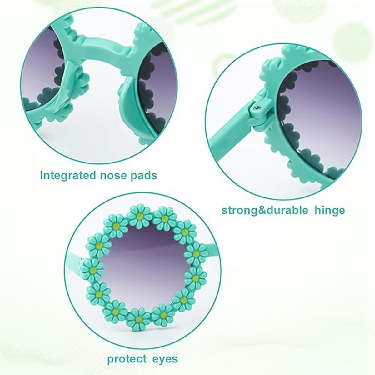 Сонцезахисні окуляри Круглі Sarini Квітка, сірі лінзи, біла оправа, фото №5