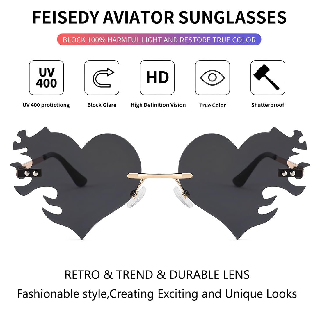 Сонцезахисні окуляри у формі серця FMYODWU, 2 пари, поляризовані, вінтажні, фото №4