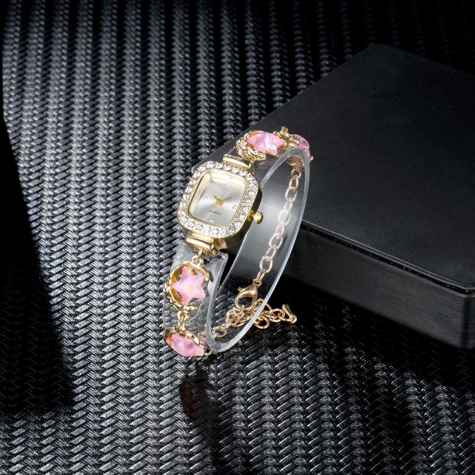 Годинник жіночий прямокутний JewelryWe Набір, фото №4