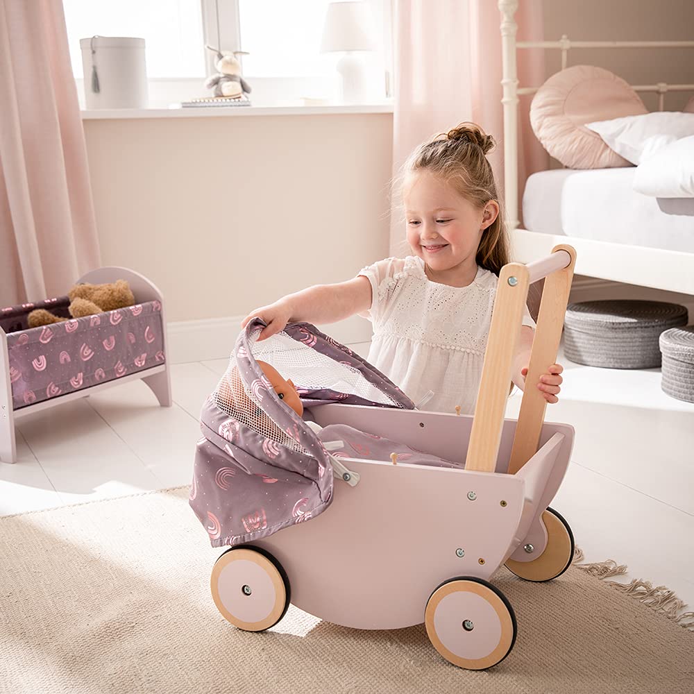 Деревянная коляска для кукол howa Rainbow 25502 С складывающимся капюшоном, фото №6