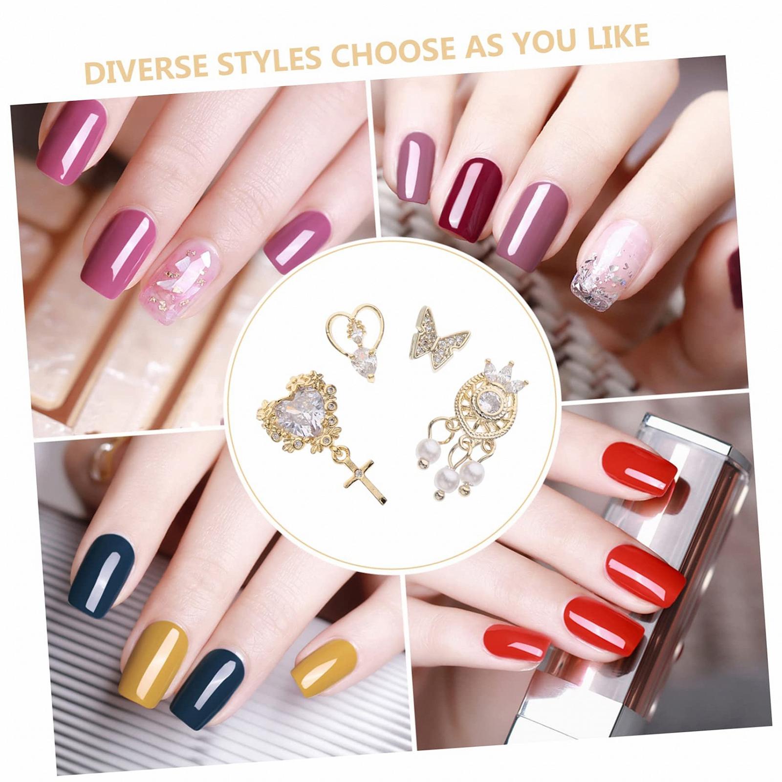 Подвески для ногтей PLAFOPE, 4 шт., аксессуары для ногтей, украшения для ногтей, драгоценные камни для ногтей, наклейки для подвесок для ногтей, изысканный DIY дизайн ногтей, ювелирные изделия для ногтей для девушек, металл, фото №8