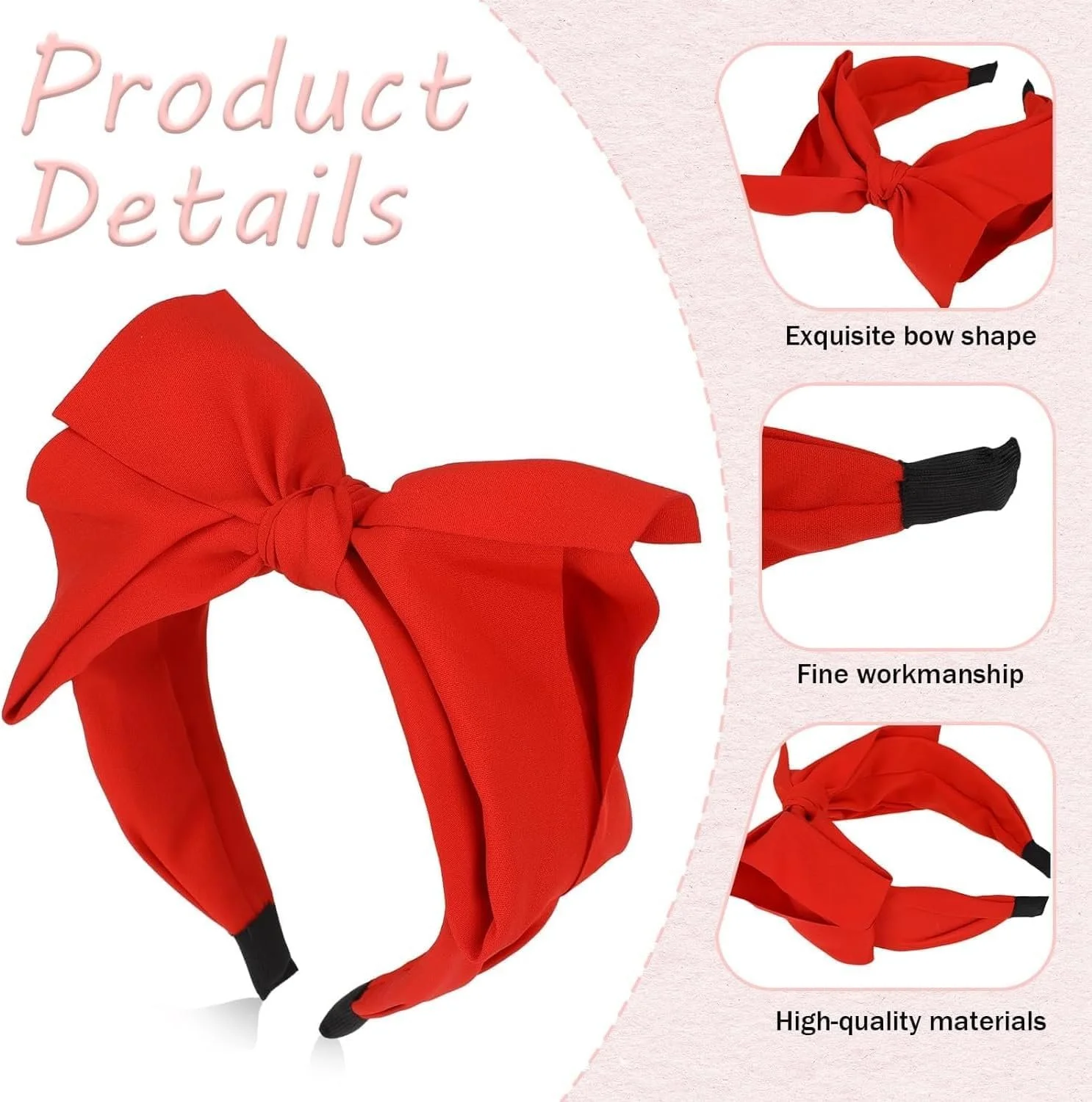 Обруч для волос Бант Двойной бант Красный, фото №4