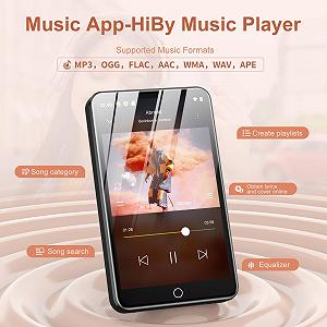 MP3-плеер ZAQE 80 ГБ WiFi и Bluetooth, 4-дюймовый сенсорный экран, Черный synthetic.ua - Фото 1