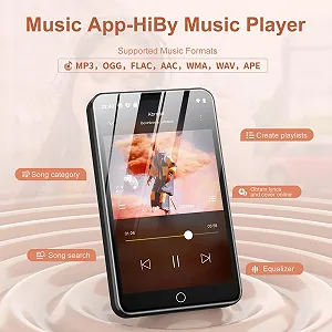 MP3 плеєр ZAQE 80 ГБ WiFi і Bluetooth, 4-дюймовий сенсорний екран, Чорний synthetic.ua - Фото 1