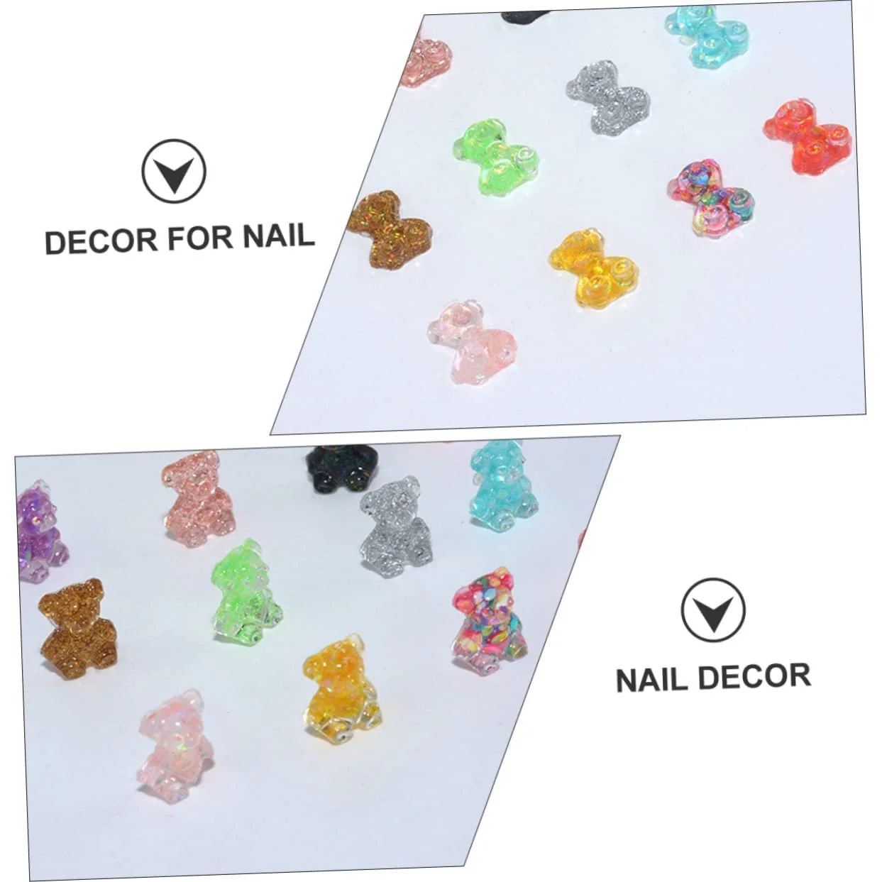Прикраса для нігтів PLAFOPE, 100 шт, ведмедики з мультфільмів, смола, різнокольорові, фото №2
