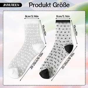 Прозрачные носки, 8 пар, черно-белые нейлоновые прозрачные носки женские, ультратонкие носки с оборками, летние нескользящие носки для щиколотки для женщин synthetic.ua - Фото 1