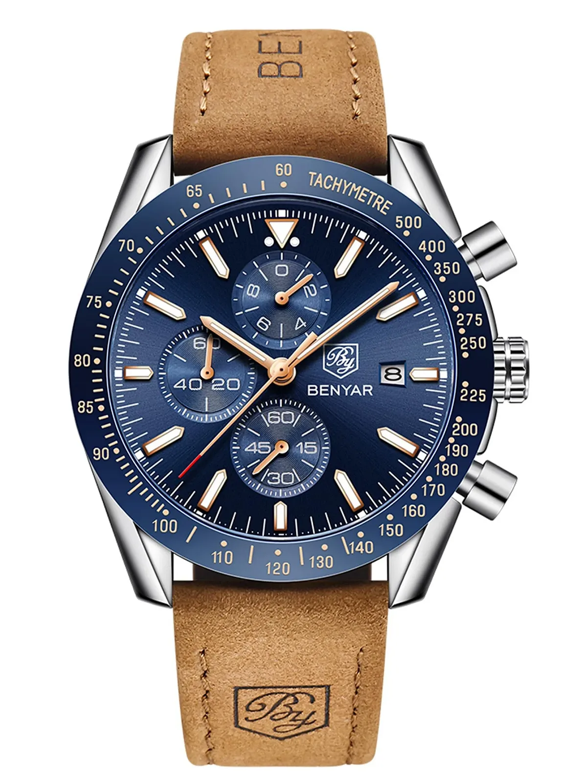 Чоловічий Годинник Benyar Хронограф Кварцовий Шкіряний Спортивний Бізнес Модний Водонепроникний, фото №3 Чоловічий Годинник Benyar Хронограф Кварцовий Шкіряний Спортивний Бізнес Модний Водонепроникний, фото №3