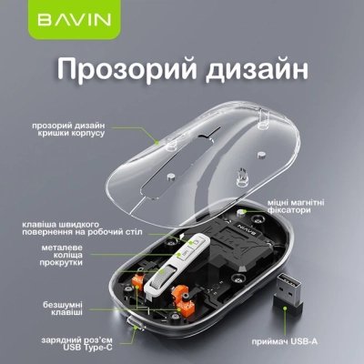 Мышка BAVIN G-K-993 Wireless/Bluetooth Black (G-K-993-BK), фото №7 Мышка BAVIN G-K-993 Wireless/Bluetooth Black (G-K-993-BK), фото №7
