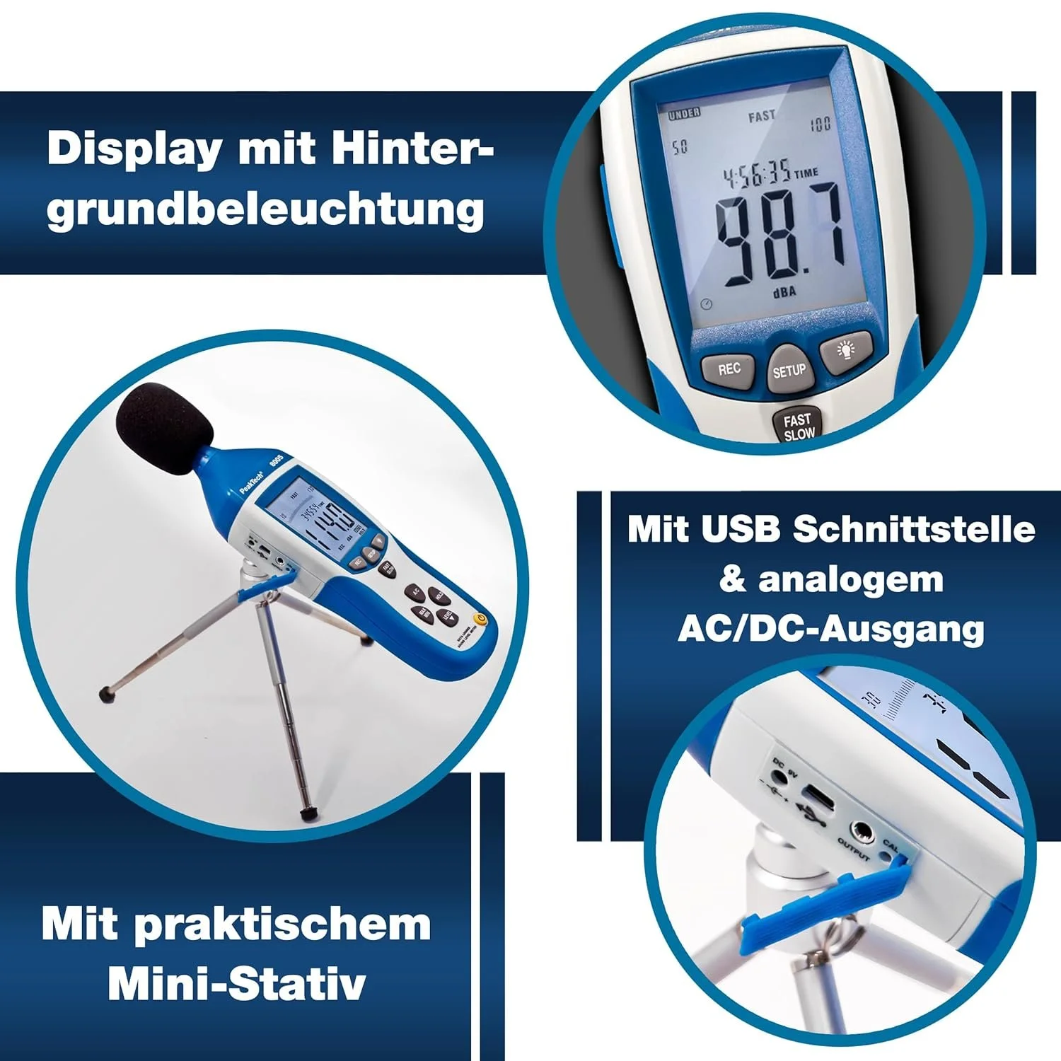 Шумомір PeakTech P 8005 Блакитний, фото №4