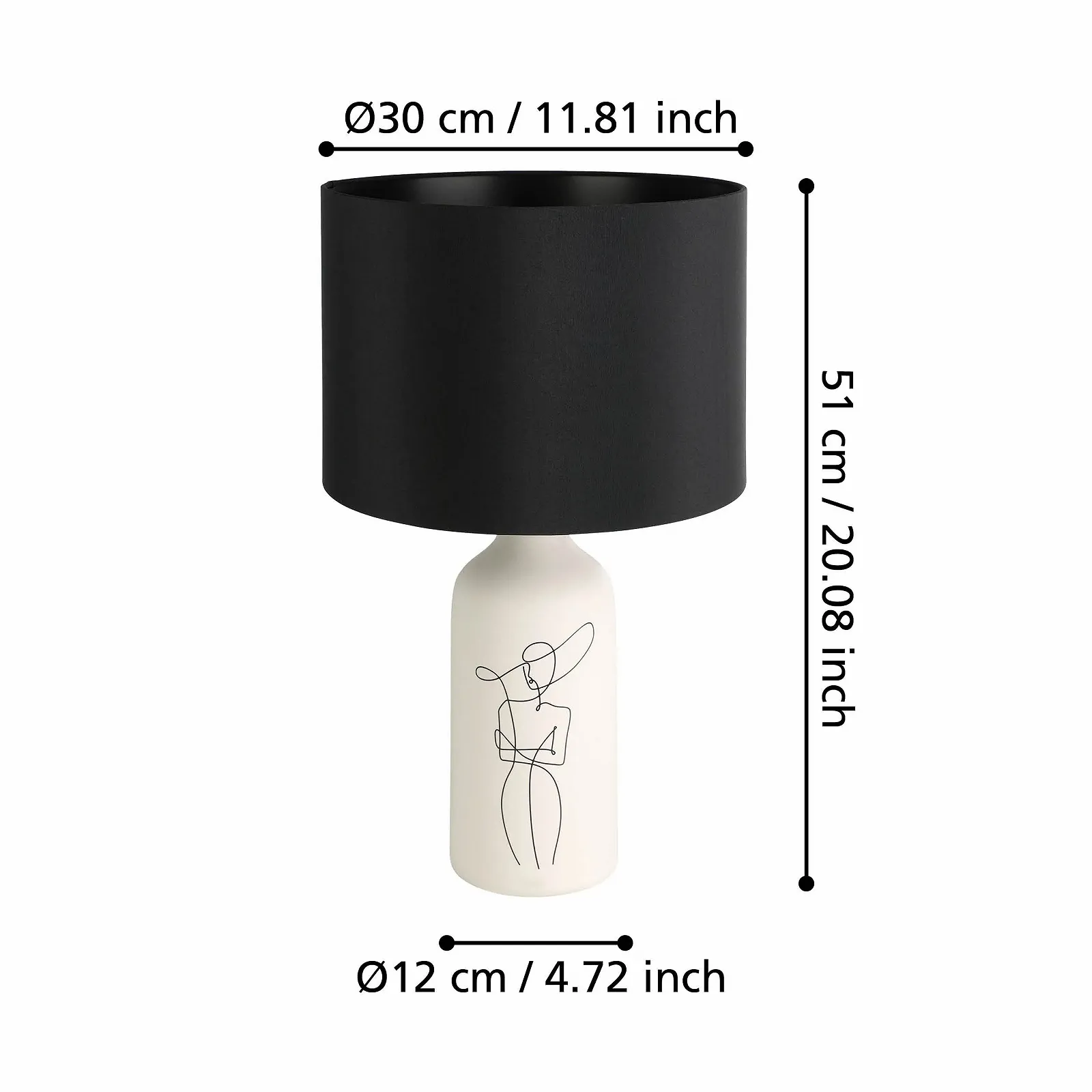 Настільна лампа EGLO Vinoza E27 кераміка біла з чорним абажуром, фото №5