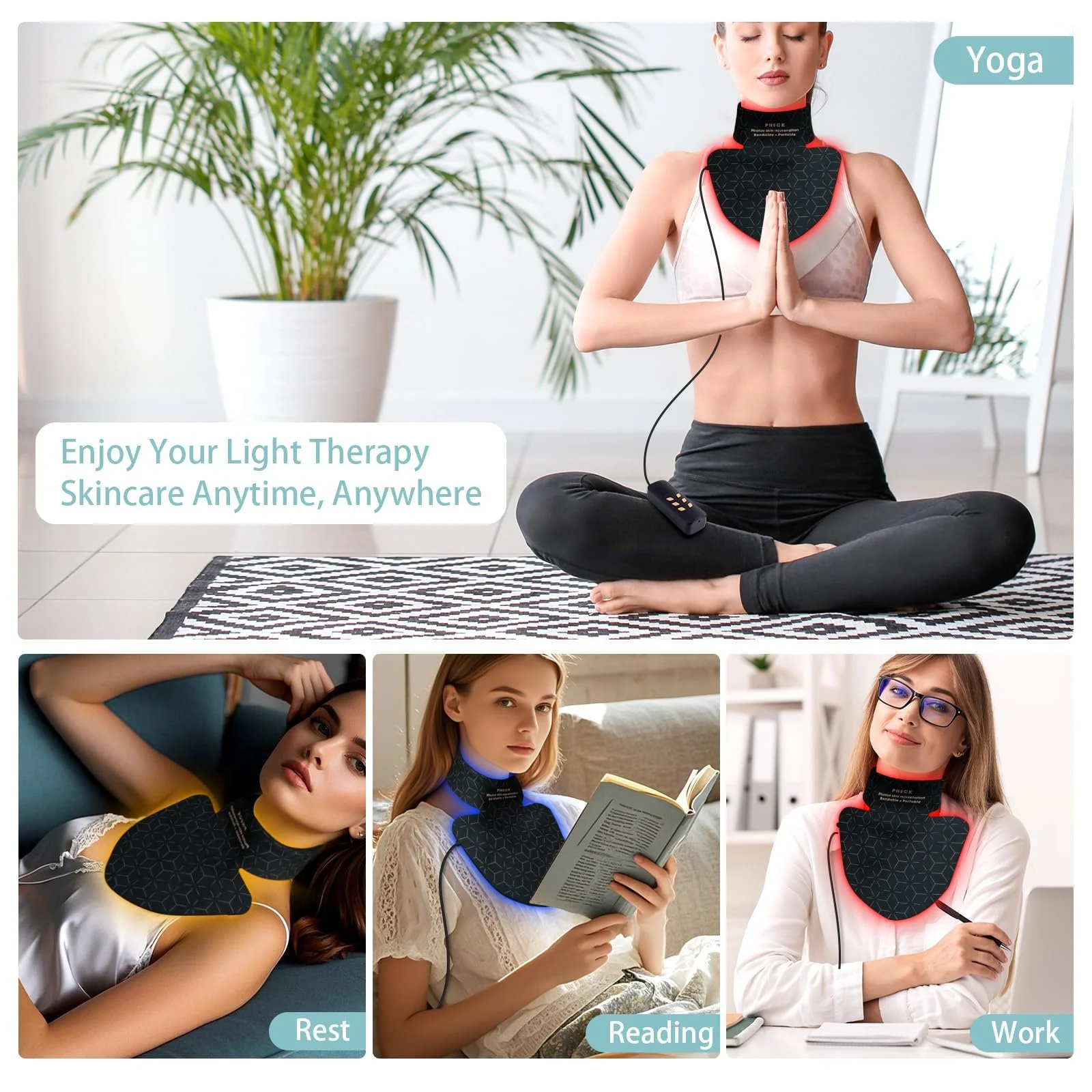 LED Маска для шиї Світлова терапія Червоне світло Силіконова маска Інфрачервона, фото №7