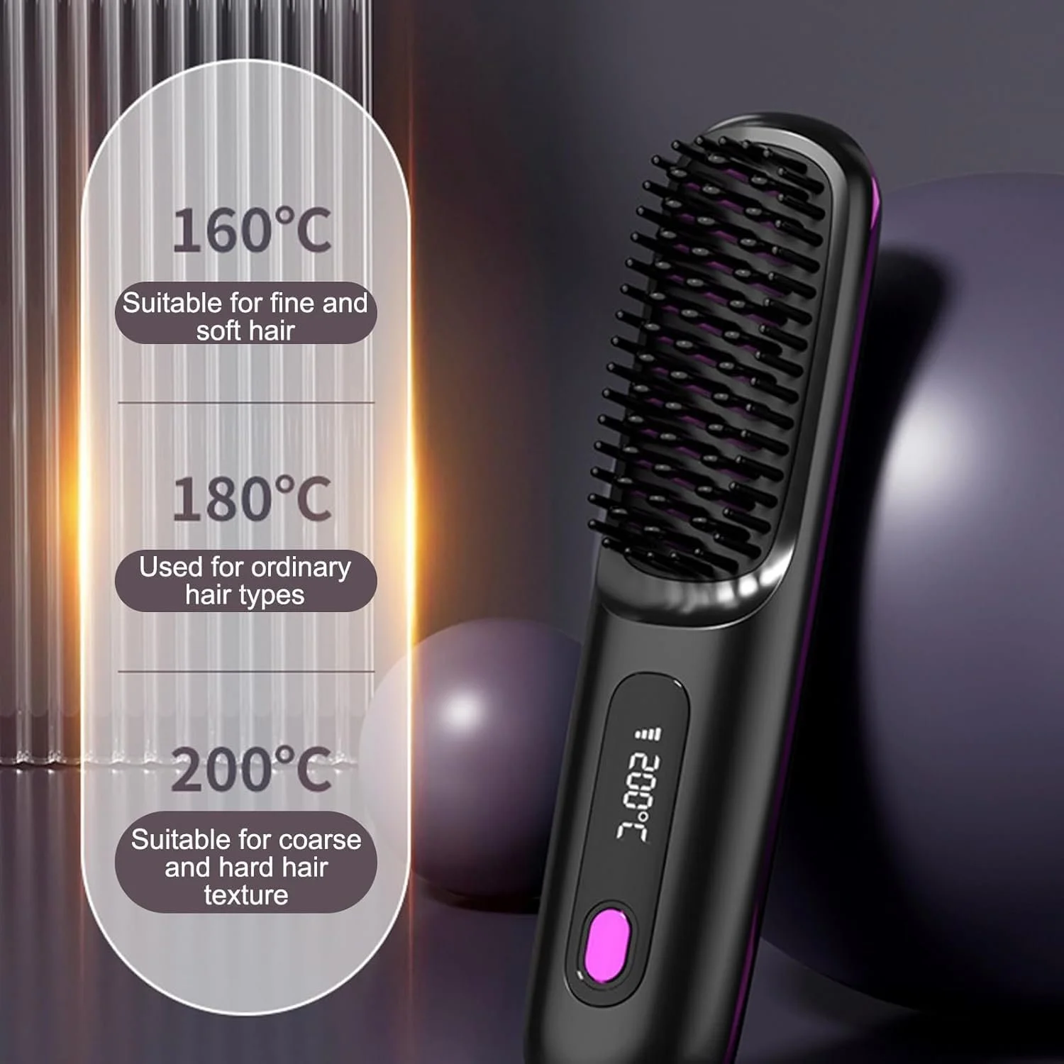 Випрямляч-щітка Go Brush Pro Бездротовий Міні Рожевий, фото №3 Випрямляч-щітка Go Brush Pro Бездротовий Міні Рожевий, фото №3