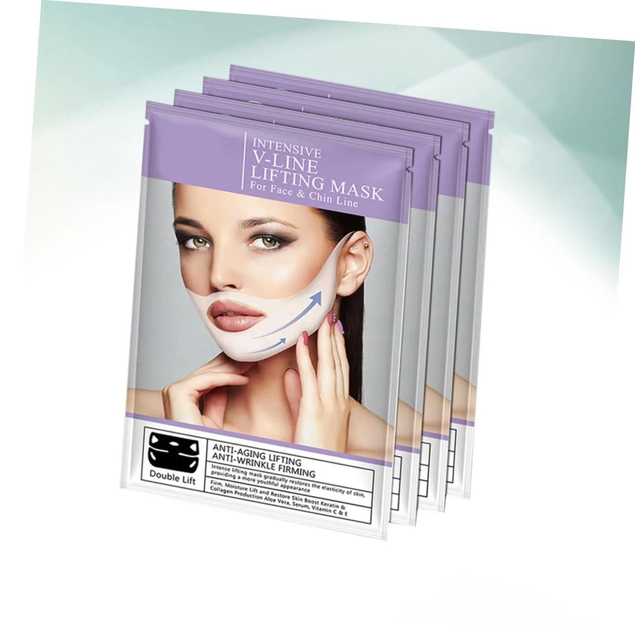 Маска для лица CALLARON Набор 12 штук с двойными ушными крючками, для подтяжки, укрепления и увлажнения, чтобы уменьшить двойной подбородок и улучшить эластичность кожи, фото №2