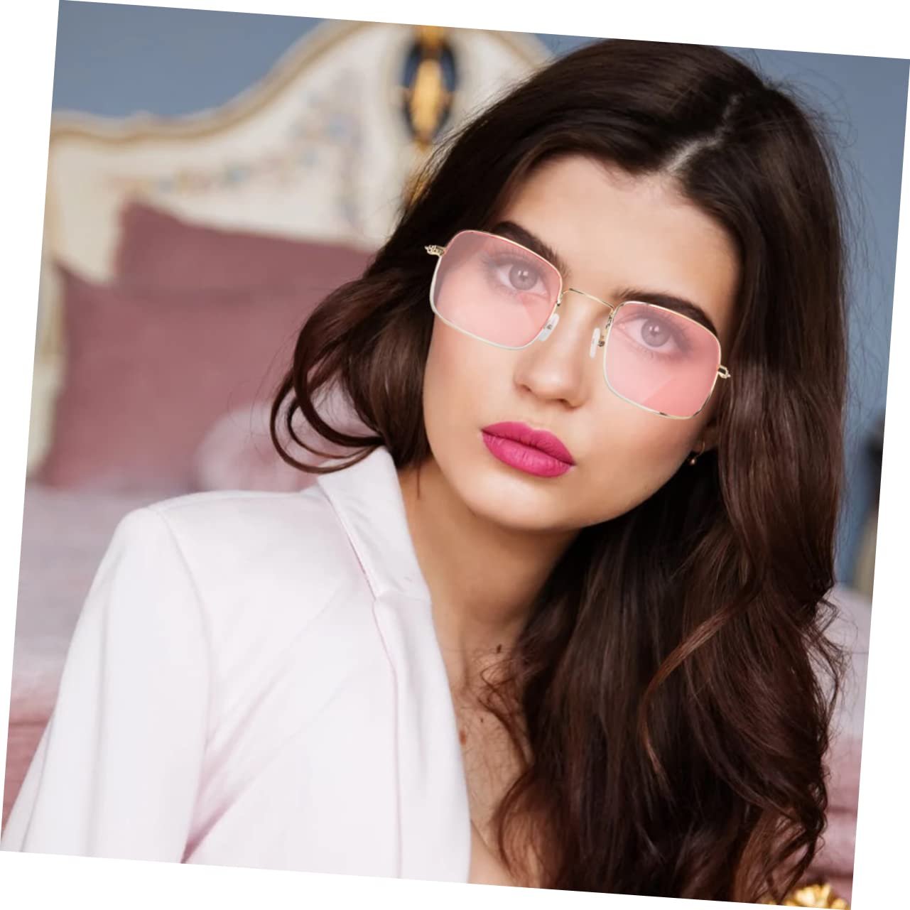 Набір окулярів PACKOVE 2 шт. Квадратна оправа Прозорі лінзи Сонцезахисні, фото №9