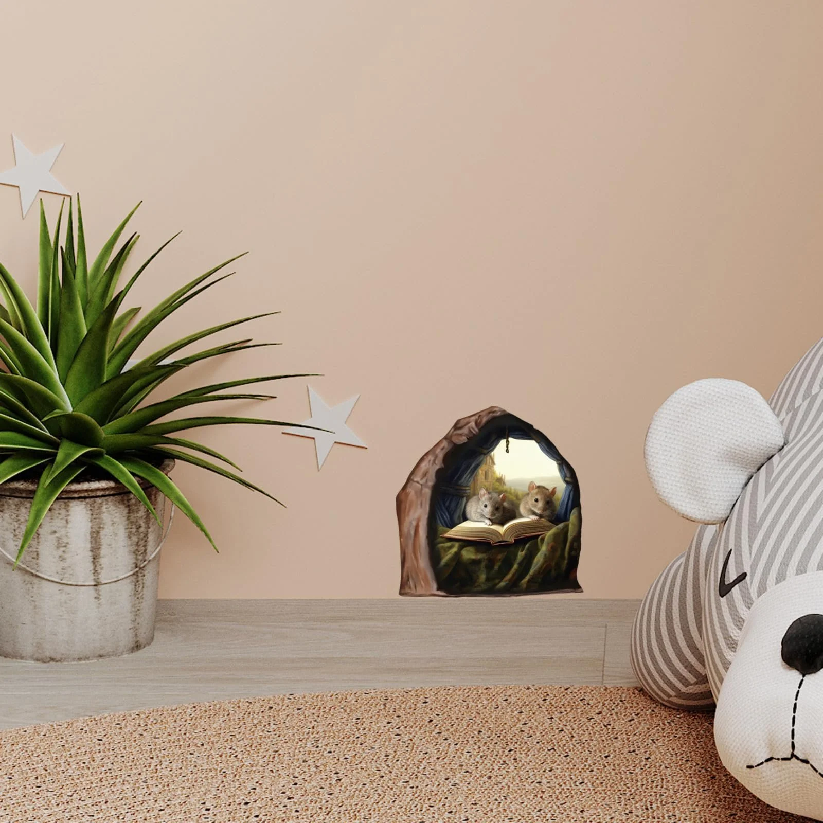 Наклейки на стіну Миша в нірці 3D Набір 12 штук ПВХ Кумедний декор для дому, фото №7