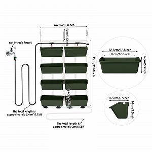 Вертикальна стіна для рослин з 8 кишенями, системою крапельного поливу та дренажу Темно-зелений synthetic.ua - Фото 1