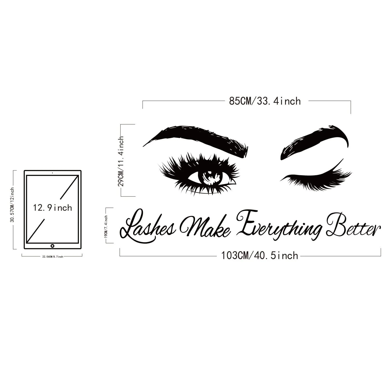 Наклейка на стіну SUPERDANT Очі та Цитати 2 аркуші Вінілова Чорний, фото №4