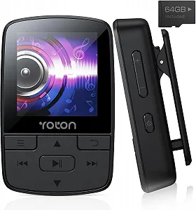 MP3 плеер YOTON 64GB с Bluetooth 5.2, FM-радио, запись голоса, независимая регулировка громкости, наушники - Фото 1