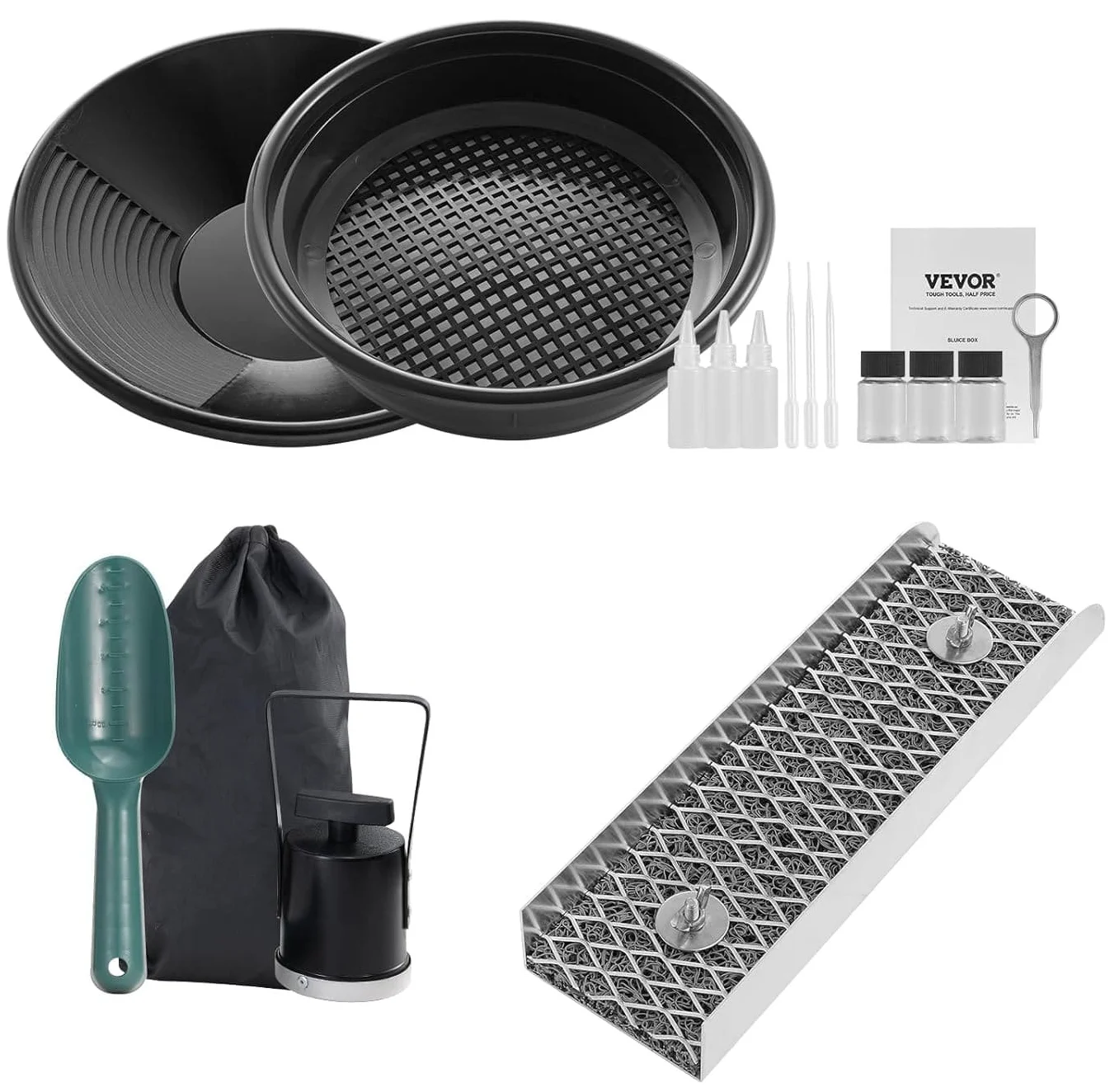 Комплект для промивання золота VEVOR Mini Sluique Box Чорний, фото №2