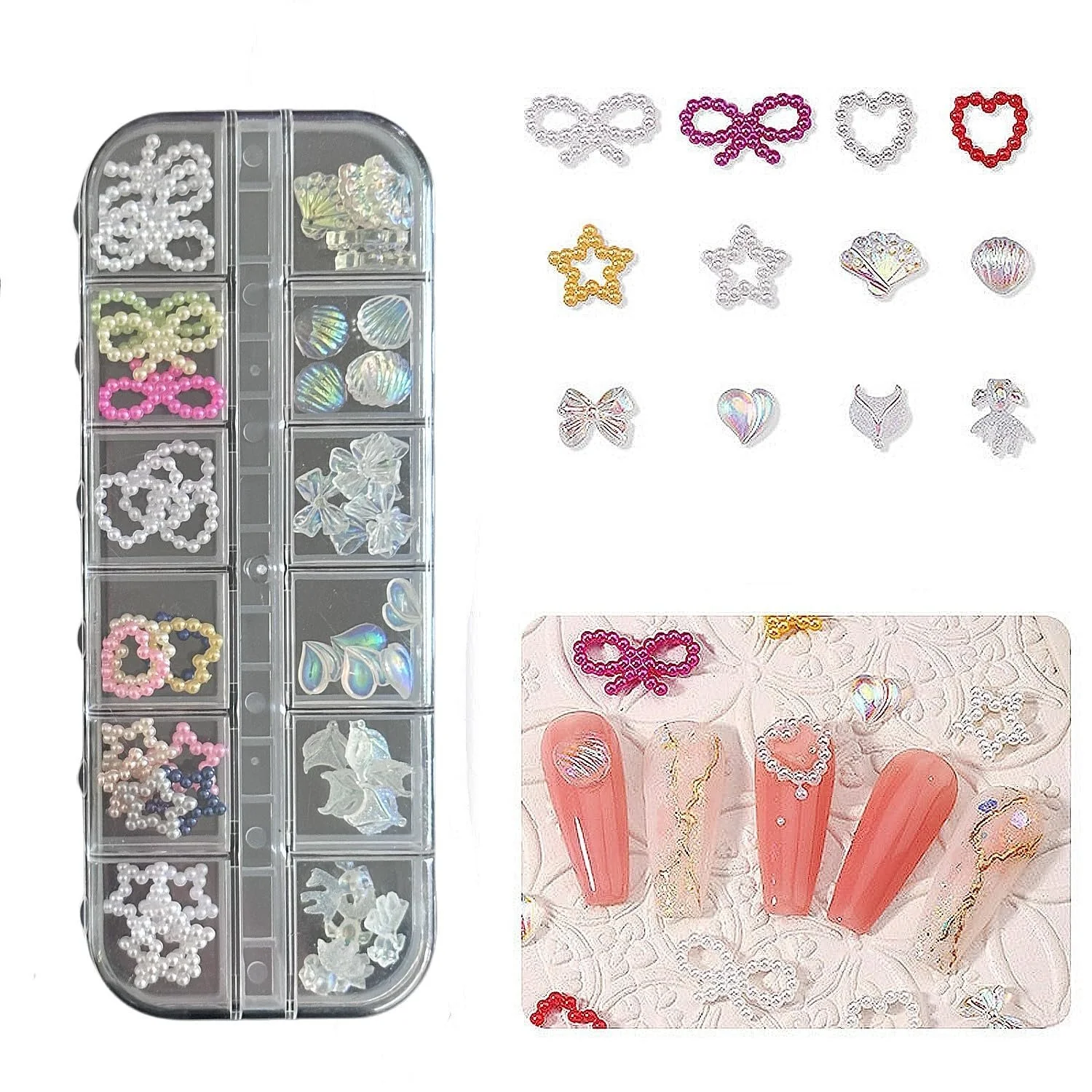 3D Прикраси для нігтів, 2 коробки Бантики, фото №2