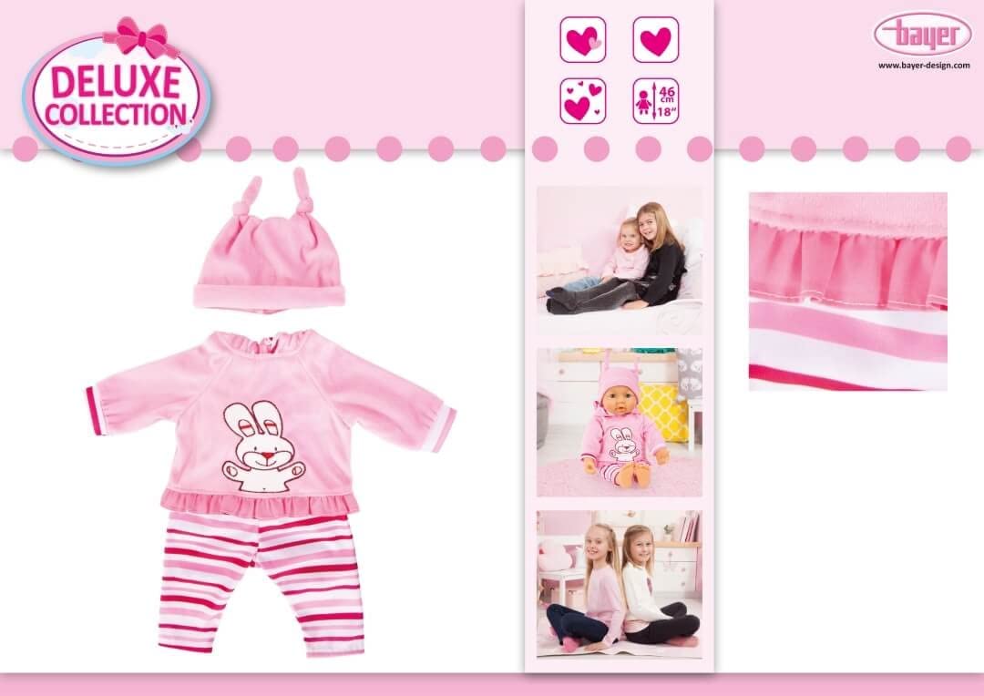 Одежда Bayer Design 84688AA для кукол 40-46 см, топ, брюки и остроконечная шляпа, комплект, одежда с кроликом, однотонный, розовый, полосы, S, фото №4 Одежда Bayer Design 84688AA для кукол 40-46 см, топ, брюки и остроконечная шляпа, комплект, одежда с кроликом, однотонный, розовый, полосы, S, фото №4