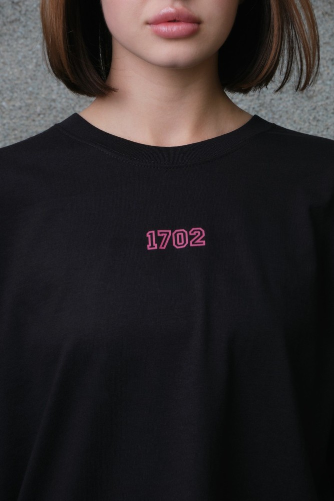 Оверсайз футболка з принтом Without pink 1702 black, фото №5