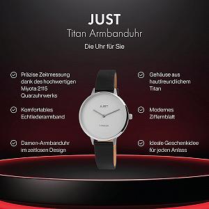 Женские часы Just Liena JU10187 Кожаный ремешок Титановый корпус Диаметр 36 мм Титановая застежка Аналоговый Кварц synthetic.ua - Фото 1