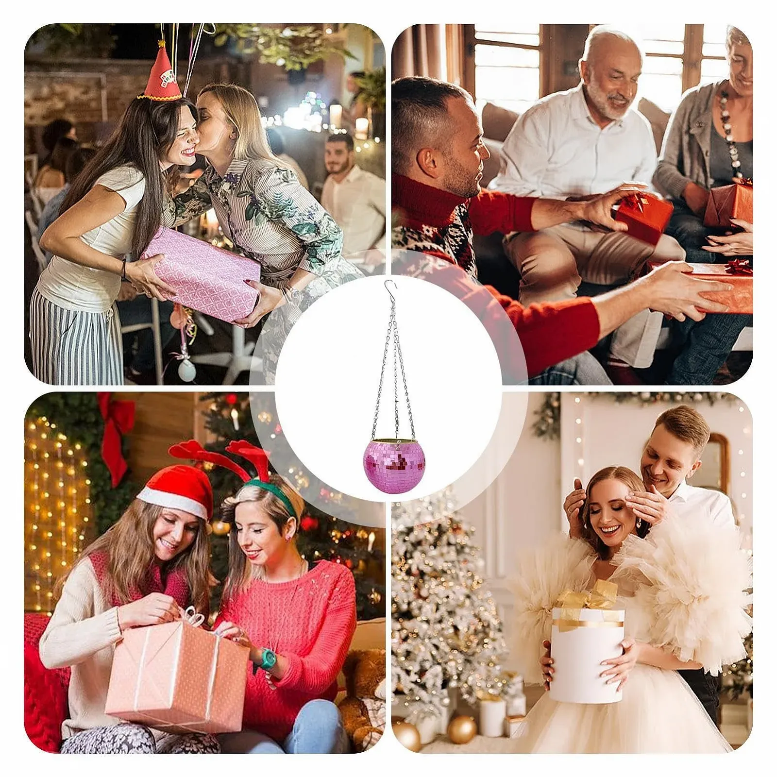 Підвісне кашпо SYNYEY Диско-куля Дзеркальне 6 дюймів Сріблясте, фото №6 Підвісне кашпо SYNYEY Диско-куля Дзеркальне 6 дюймів Сріблясте, фото №6