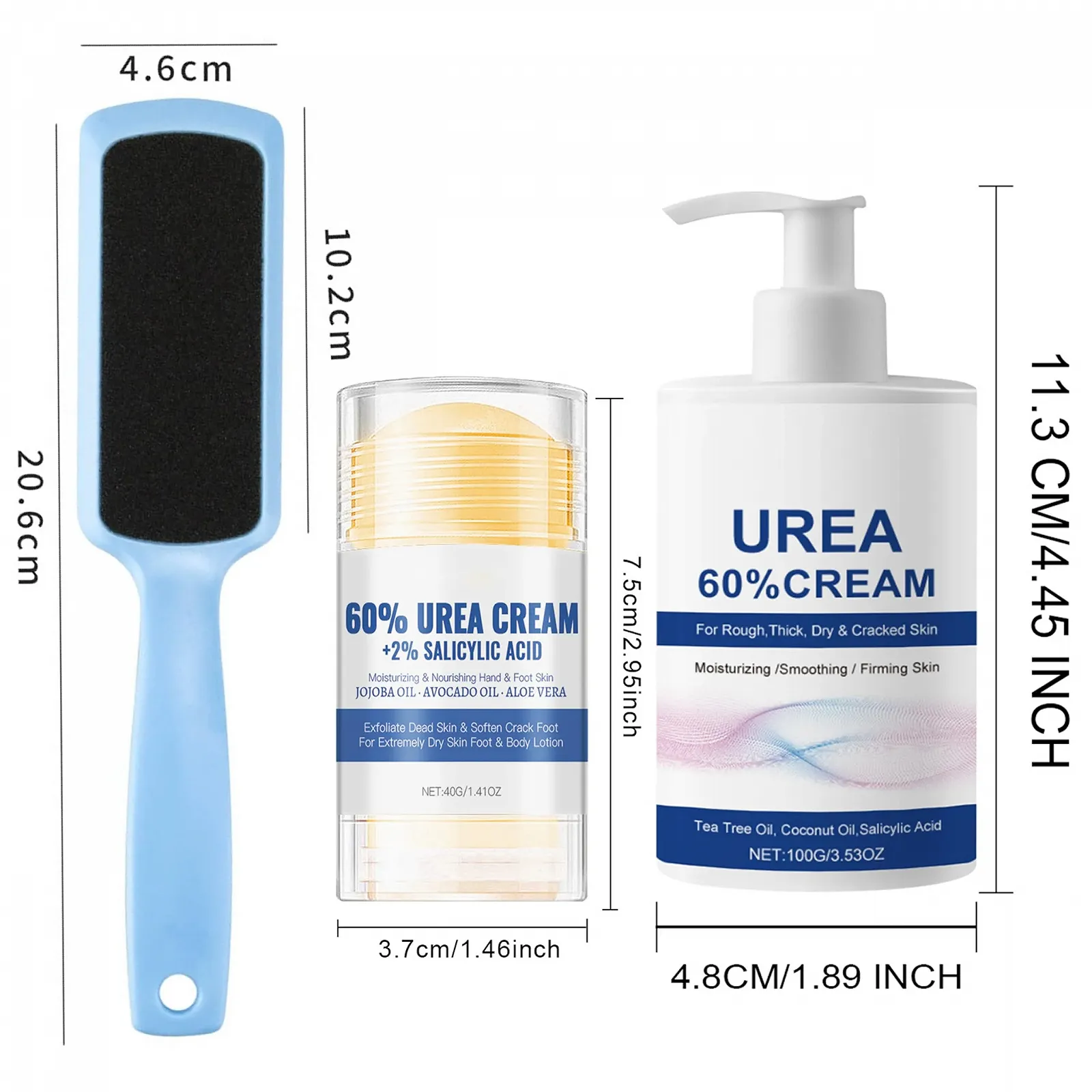 Крем для ног Urea увлажняющий против трещин с пилкой для ног Голубой (40 г + 100 г), фото №9